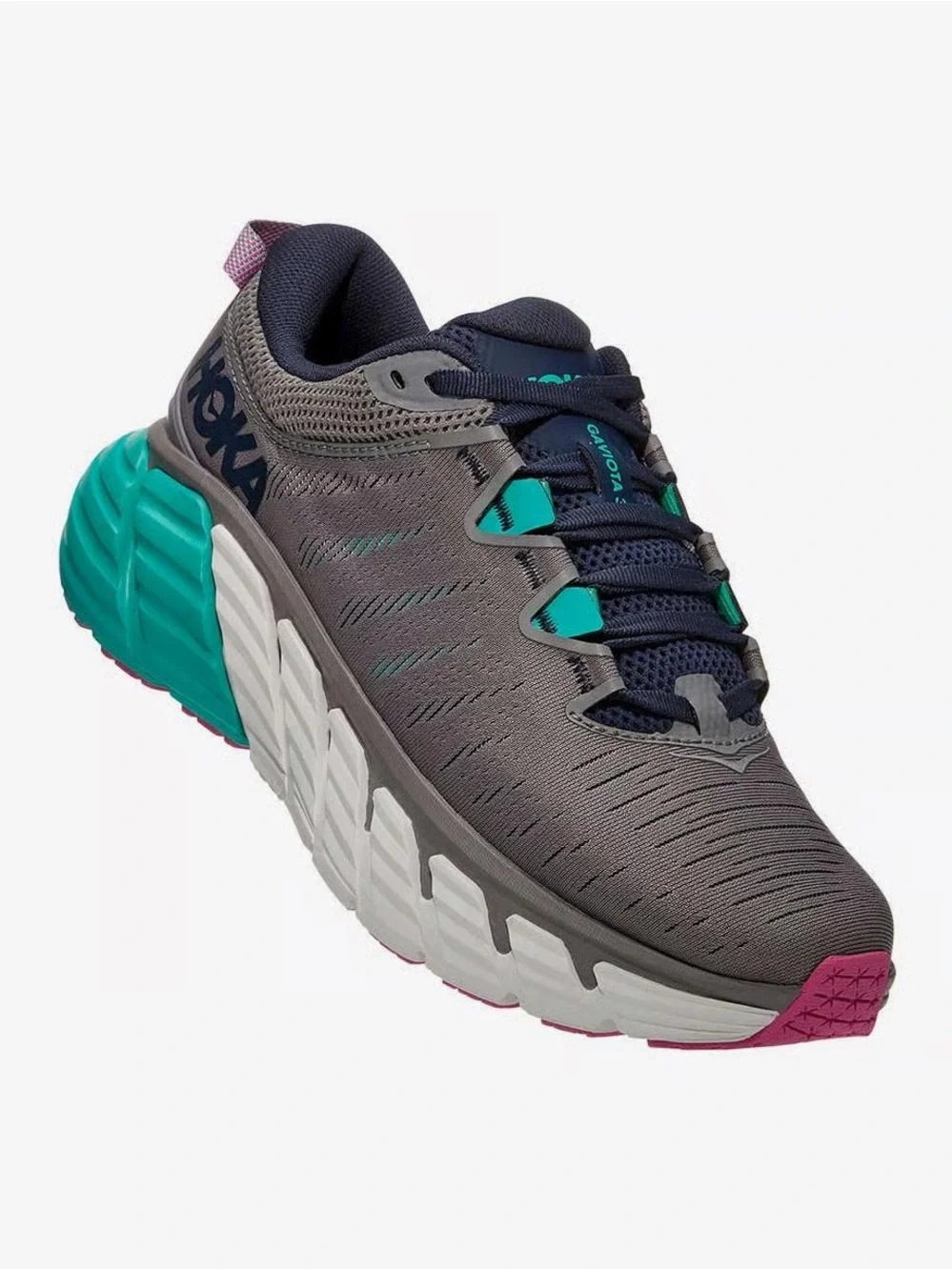 HOKA ONE ONE Gaviota 3 Women's Size 7.5B Grey Turquoise Maroon Running Shoes - Picture 1 of 7